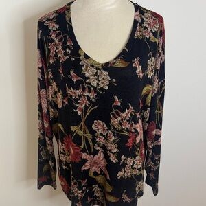 Well Worn Black Floral Long Sleeve Top